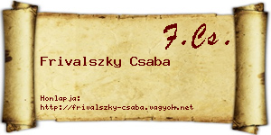 Frivalszky Csaba névjegykártya